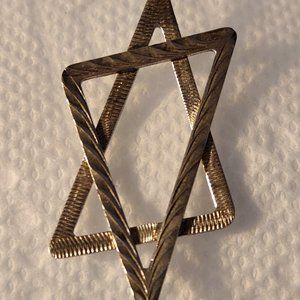 Great Vintage Star of David Sterling Silver 1" x 1-3/4"  3.2g